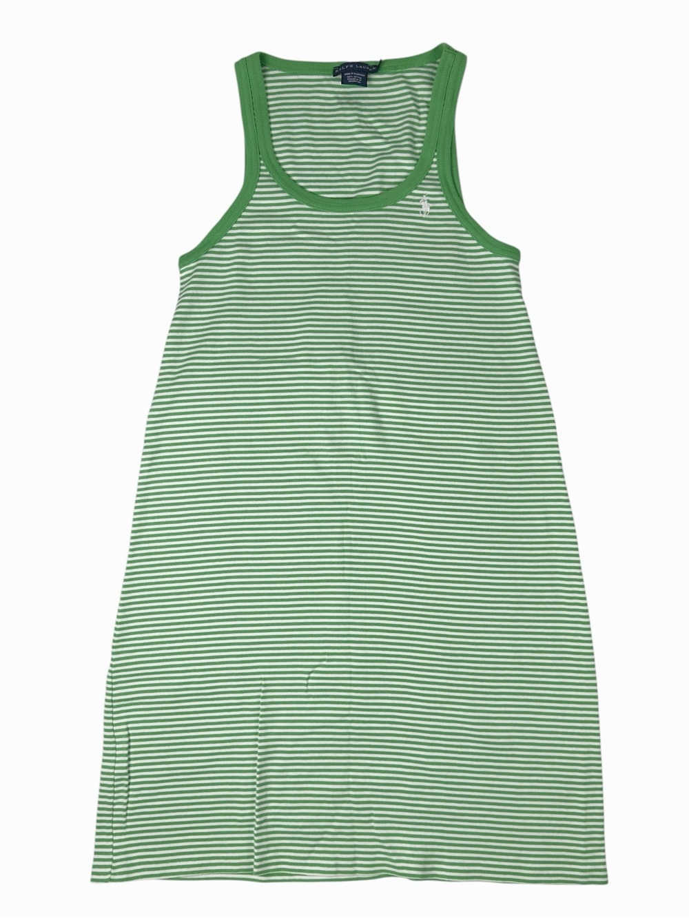 Ralph Lauren Striped Tank Dress Women XL Green White Pullover